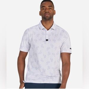 Bad Birdie White Polo with Blue Pattern